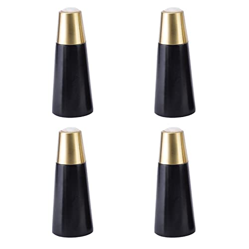 BTWYU Möbelfüße, Couchfüße Möbelbeine aus Holz, rund, konisch, Mid-Century Modern, mit Messingsockel, Ersatzbein for Schränke, Sessel, 4er-Set(Black,20cm/7.87in) von BTWYU
