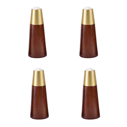 BTWYU Möbelfüße, Couchfüße Möbelbeine aus Holz, rund, konisch, Mid-Century Modern, mit Messingsockel, Ersatzbein for Schränke, Sessel, 4er-Set(Brown,15cm/5.91in) von BTWYU