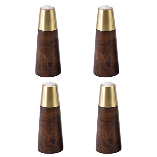 BTWYU Möbelfüße, Couchfüße Möbelbeine aus Holz, rund, konisch, Mid-Century Modern, mit Messingsockel, Ersatzbein for Schränke, Sessel, 4er-Set(Dark Brown,10cm/3.94in) von BTWYU