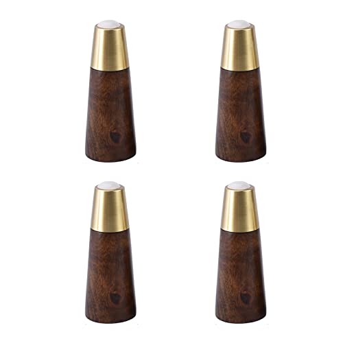 BTWYU Möbelfüße, Couchfüße Möbelbeine aus Holz, rund, konisch, Mid-Century Modern, mit Messingsockel, Ersatzbein for Schränke, Sessel, 4er-Set(Dark Brown,12cm/4.72in) von BTWYU
