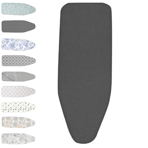 Bügelbrettbezug aus Baumwolle mit Polsterung, 13 x 38, 14 x 43, 15 x 48 Zoll, hitzebeständiger Bügelbrettbezug und -polster, Bügelbrettpolster verstellbar(Black,80x30 cm(12x32 inch)) von BTWYU