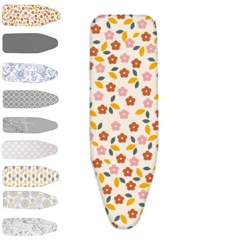Bügelbrettbezug aus Baumwolle mit Polsterung, 13 x 38, 14 x 43, 15 x 48 Zoll, hitzebeständiger Bügelbrettbezug und -polster, Bügelbrettpolster verstellbar(Flower,97x33 cm(13x38 inch)) von BTWYU