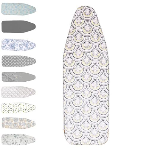 Bügelbrettbezug aus Baumwolle mit Polsterung, 13 x 38, 14 x 43, 15 x 48 Zoll, hitzebeständiger Bügelbrettbezug und -polster, Bügelbrettpolster verstellbar(Peacock,80x30 cm(12x32 inch)) von BTWYU