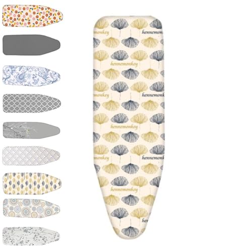 Bügelbrettbezug aus Baumwolle mit Polsterung, 13 x 38, 14 x 43, 15 x 48 Zoll, hitzebeständiger Bügelbrettbezug und -polster, Bügelbrettpolster verstellbar(Spring,110x35 cm (14x43inch)) von BTWYU