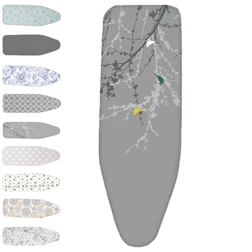 Bügelbrettbezug aus Baumwolle mit Polsterung, 13 x 38, 14 x 43, 15 x 48 Zoll, hitzebeständiger Bügelbrettbezug und -polster, Bügelbrettpolster verstellbar(Twigs,110x35 cm (14x43inch)) von BTWYU