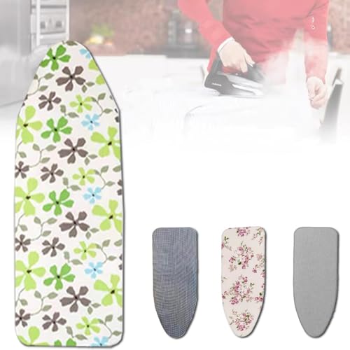 Bügelbrettbezug und -unterlage 12x36 12x38 Zoll Bügelbrettunterlage aus Baumwolle, Bügelbrettbezug verstellbar, Bügelbrett-Ersatzbezug elastisch(Green,12x36 inch(30x90 cm)) von BTWYU