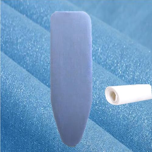 Bügelbrettbezug und -unterlage 13x38 Zoll, Ersatz-Bügelbrettbezug und -unterlage, Bügelbrettbezug aus Baumwolle, beständig gegen Anbrennen und Flecken, verstellbar(Blue) von BTWYU
