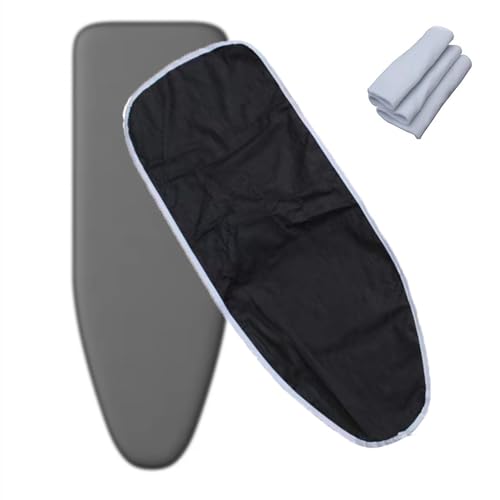 Bügelbrettunterlage mit Polsterung, 13 x 43 Zoll, Ersatzunterlage und Bezug for Bügelbrett, feuerbeständiger Bügelbrettbezug, verstellbarer Bügelbrettbezug(Black,12x36 Inch (30x90 Cm)) von BTWYU