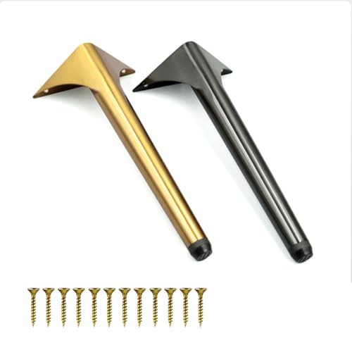 Möbelfüße, Couchfüße Runde Möbelbeine aus Metall in Mattgold, verstellbare Sofabeine aus Aluminium, Ersatzstützfüße for Couch, Schrank, Bett, 4er-Set(25cm/10inch) von BTWYU