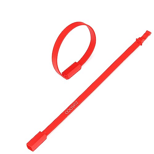 Plastiksiegel, nummerierte Schilder 1000 Stück Sicherheitsgurte mit fester Länge, manipulationssichere Versandsiegel, Etiketten(Red) von BTWYU