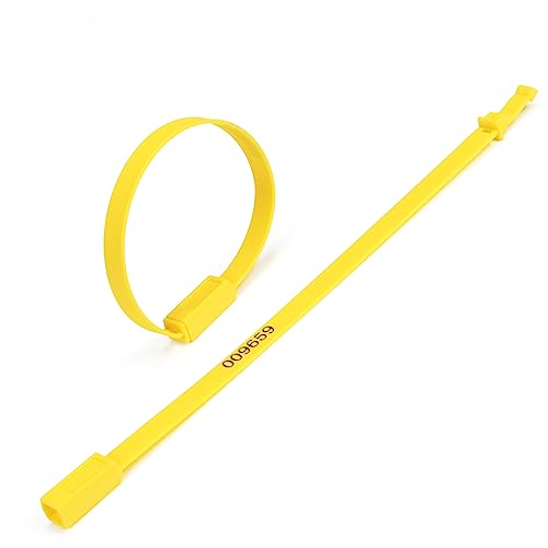 Plastiksiegel, nummerierte Schilder 1000 Stück Sicherheitsgurte mit fester Länge, manipulationssichere Versandsiegel, Etiketten(Yellow) von BTWYU