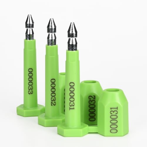 Plastiksiegel, nummerierte Schilder 100PCS Lange Bolzen Hohe Sicherheit Versand Container Dichtungen mit(Green,100PCS) von BTWYU