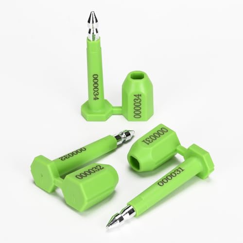 Plastiksiegel, nummerierte Schilder 100PCS Lange Bolzen Hohe Sicherheit Versand Container Dichtungen mit(Green,20PCS) von BTWYU