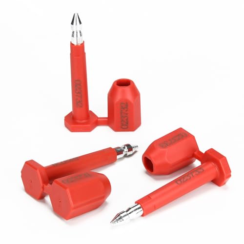 Plastiksiegel, nummerierte Schilder 100PCS Lange Bolzen Hohe Sicherheit Versand Container Dichtungen mit(Red,100PCS) von BTWYU