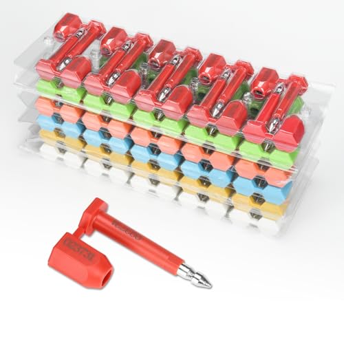 Plastiksiegel, nummerierte Schilder 100PCS Lange Bolzen Hohe Sicherheit Versand Container Dichtungen mit(Red,50PCS) von BTWYU