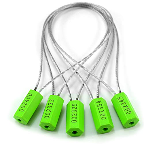 Plastiksiegel, nummerierte Schilder 500 Stück Stahlkabelplombe, Sicherheitssiegel for den Versand aus Metall, Sicherheitsetiketten.(Green,500 PCS) von BTWYU