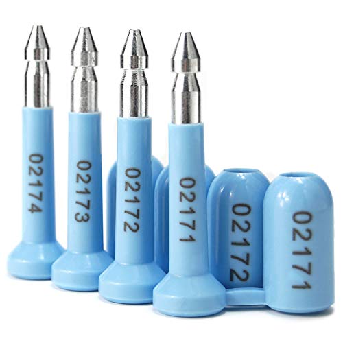 Plastiksiegel, nummerierte Schilder Bolzenplomben Hochsicherheits-Frachtcontainerplombe, Türriegel for Transporter(Blue,100 PCS) von BTWYU