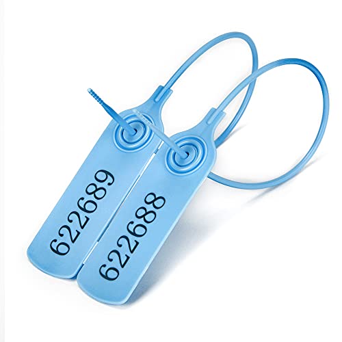 Plastiksiegel, nummerierte Schilder Pull-Tite-Sicherheitssiegel aus Kunststoff for mittlere Beanspruchung, selbstsichernde Sicherheitskabelbinder(Light Blue,100 PCS) von BTWYU