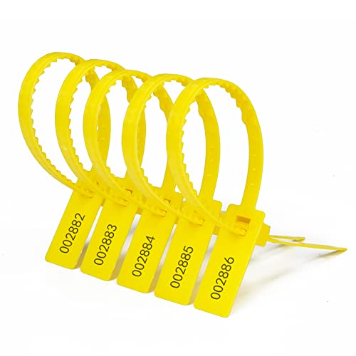 Plastiksiegel, nummerierte Schilder Sicherheitssiegel Selbstsichernde manipulationssichere Versandsiegel Nummerierte Sicherheitsetiketten(Yellow,1000 PCS) von BTWYU