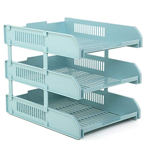 Ablagefächer, Mehrschichtiges Aktenregal, multifunktionaler Aufbewahrungskorb, Bürobedarf, Desktop-Daten, A4-Papierregal, einfaches Aktenfach, Datensortierbox, Datei-Organizer(Blue,L) von BTYQKZVPM