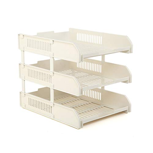 Ablagefächer, Mehrschichtiges Aktenregal, multifunktionaler Aufbewahrungskorb, Bürobedarf, Desktop-Daten, A4-Papierregal, einfaches Aktenfach, Datensortierbox, Datei-Organizer(White,L) von BTYQKZVPM