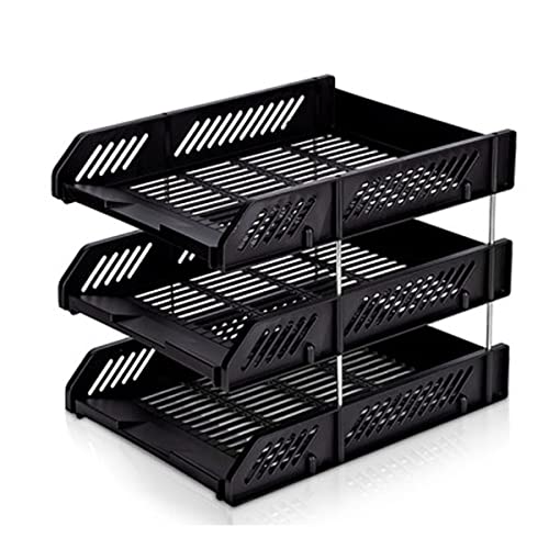 Ablagefächer, Schreibtisch-Organizer, Papierfach mit 3 Ebenen, Büro-Datei-Organizer, Aufbewahrungsregal for Schreibtischzubehör, Desktop-Datei-Organizer for Zuhause, Büro, Wohnheim-Dekor(Black) von BTYQKZVPM