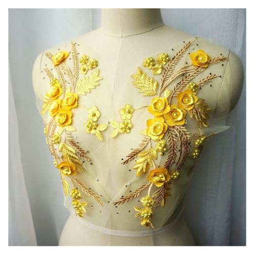 Applikation, 2 STÜCKE Gelb Spitze Stoff 3D Blume Quaste Perlen Strass Bestickt Hochzeit Kleid Applikationen Applikation, 2 STÜCKE Gelb Spitze Stoff 3D Blume Quaste Perlen Strass Bestickt Hochzeit Kleid Applikationen von BTYQKZVPM