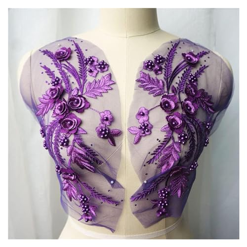 Applikation, 2 STÜCKE Lila Spitze Stoff 3D Blume Quaste Perlen Strass Bestickt Applikation, 2 STÜCKE Lila Spitze Stoff 3D Blume Quaste Perlen Strass Bestickt von BTYQKZVPM