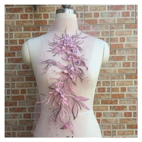 Applikation, Weiß Schwarz Grau 3D Blume Quaste Spitze Stoff Kleid Applikationen bestickt(Bean Paste) von BTYQKZVPM
