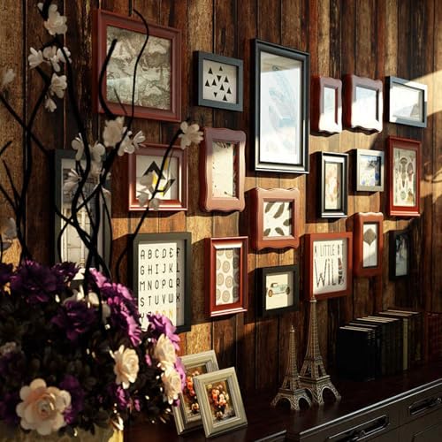 BTYQKZVPM Bilderrahmen, Vatertagsgeschenke, Galerie Collage Bilderrahmen Set Holz Acryl Braun Mehrere Größen(6154) von BTYQKZVPM