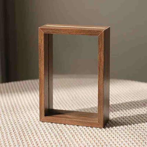 BTYQKZVPM Bilderrahmen, Vatertagsgeschenke, Schwebender Glasrahmen, Holz-Fotorahmen, Poster-Display, A4-Fotorahmen, mehrfarbig, mehrere Größen(Wood Color,Square 7 Inch [18 * 18cm]) von BTYQKZVPM