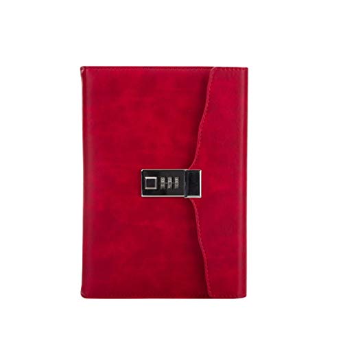 BTYQKZVPM Reise-Notizblock, exquisiter literarischer Notizblock aus Leder, Hardcover, klassisches Schreibtagebuch, Büro und Zuhause (Rot) von BTYQKZVPM