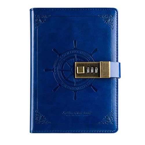 BTYQKZVPM Reisetagebuch, Retro-Papier-Notizblock mit Zahlenschloss B6 für männliche und weibliche Schüler (Bu) von BTYQKZVPM