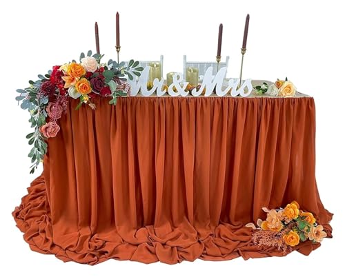 BTYQKZVPM Tischrock-Dekoration, Chiffon-Tischrock, extra lang, 1,8 m und 2,7, transparente Tischdecke for Babypartys, Geburtstage, Kuchendekoration, Mehrfarbig(Terracotta,6ftx145cm Drop) von BTYQKZVPM