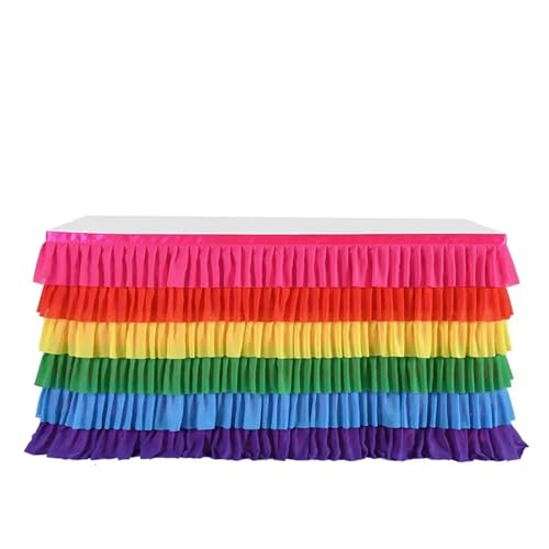 BTYQKZVPM Tischrock-Dekoration, Chiffon-Tischrock for Partys, Hochzeiten und Kuchentische, Mehrfarbig, mehrere Größen(Colour 4,9ft) von BTYQKZVPM