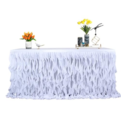 BTYQKZVPM Tischrock-Dekoration, Curly Willow Tüll Rüschen Rechteck Tischrock Mehrere Größen Multicolor(Color 1,L9(ft) x H30in) von BTYQKZVPM