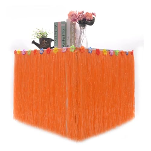 BTYQKZVPM Tischrock-Dekoration, Party-Tischrock, Stroh-Design, Mehrfarbig, 276 x (30–75)(Orange,276x30) von BTYQKZVPM