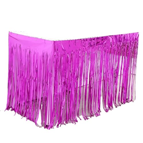 BTYQKZVPM Tischrock-Dekoration, Party-Tischrock mit Quaste aus Metallfolie, Mehrfarbig, 74 x 274 cm(Purple,1Pc) von BTYQKZVPM