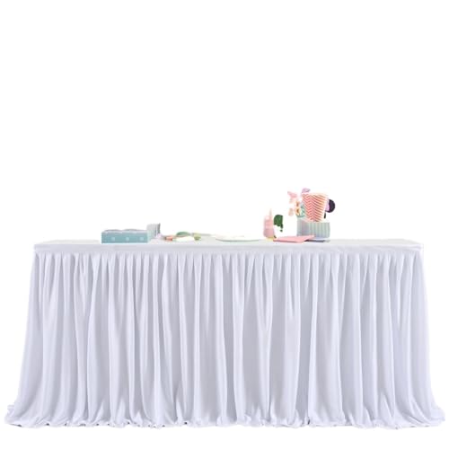 BTYQKZVPM Tischrock-Dekoration, Party-Tischröcke, Polyester, Mehrfarbig, mehrere Größen(White,9ft-275cmLx78cmH) von BTYQKZVPM