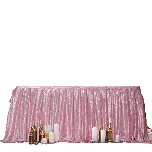 BTYQKZVPM Tischrock-Dekoration, Party-Tischröcke, mehrfarbige Pailletten-Glitzer-Dekoration for rechteckige Tische, mehrere Größen(Pink,70x250CM) von BTYQKZVPM