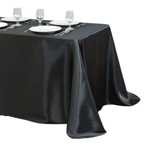 BTYQKZVPM Tischrock-Dekoration, Rechteckige Satin-Tischdecke for Hochzeitsfeiern in Mehreren Farben, mehrere Größen(Black,70.9 x 57.1 inch (Square)) von BTYQKZVPM