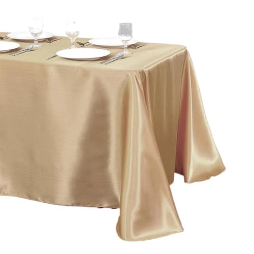 BTYQKZVPM Tischrock-Dekoration, Rechteckige Satin-Tischdecke for Hochzeitsfeiern in Mehreren Farben, mehrere Größen(Champagne,70.9 x 57.1 inch (Square)) von BTYQKZVPM