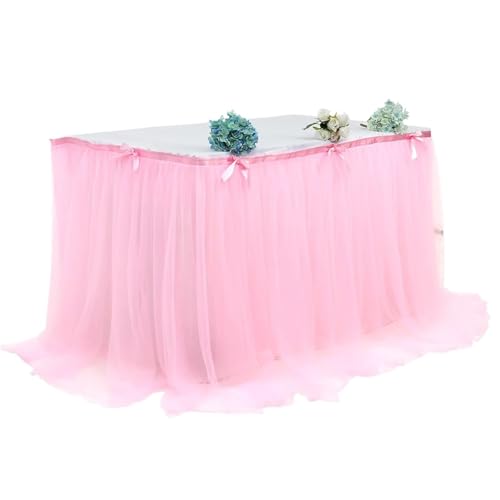 BTYQKZVPM Tischrock-Dekoration, Tischrock aus plissiertem Tüll Netzstoff, Mehrfarbig, mehrere Größen(Pink,190x76) von BTYQKZVPM