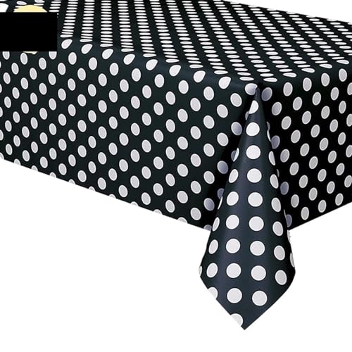 BTYQKZVPM Tischrock-Dekoration, wasserdichte Tischdecke aus Kunststoff mit Punktemuster for Partys, Mehrfarbig, mehrere Größen(Black,72 x 53.9 inch (Square)) von BTYQKZVPM