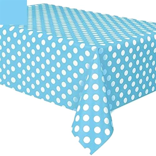 BTYQKZVPM Tischrock-Dekoration, wasserdichte Tischdecke aus Kunststoff mit Punktemuster for Partys, Mehrfarbig, mehrere Größen(Blue,107.9 x 53.9 inch (Square)) von BTYQKZVPM