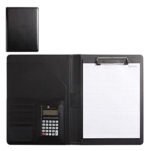 Persönlicher Terminplaner-Ordner, Business-Lebenslauf-Ordner Leder Interview Business Organizer mit Legal Pad Ordner Zwischenablage Interview-Ordner(Black,12digit calculator) von BTYQKZVPM