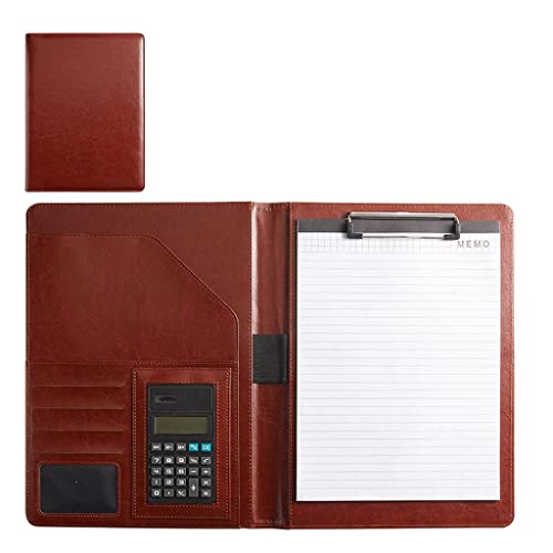 Persönlicher Terminplaner-Ordner, Business-Lebenslauf-Ordner Leder Interview Business Organizer mit Legal Pad Ordner Zwischenablage Interview-Ordner(Brown,8digit calculator) von BTYQKZVPM