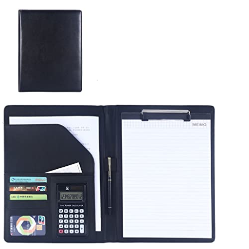 Persönlicher Terminplaner-Ordner, Leder A4 Klemmbrett Business Datei Ordner Interview Lebenslauf Mit Schreiben Pad Karte Halter for Meetings Und Interviews(Black,12digit calculator) von BTYQKZVPM