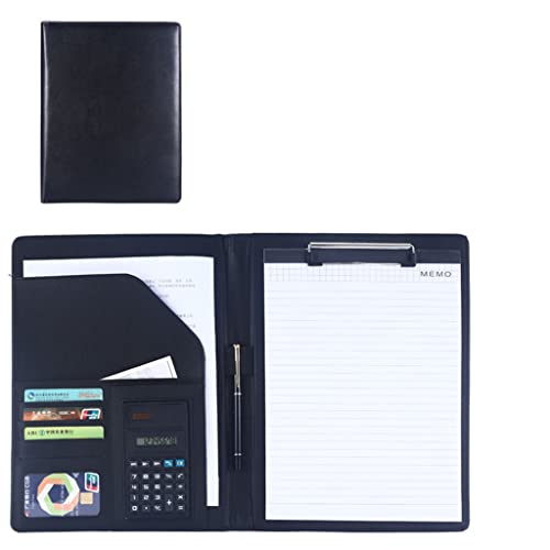 Persönlicher Terminplaner-Ordner, Leder A4 Klemmbrett Business Datei Ordner Interview Lebenslauf Mit Schreiben Pad Karte Halter for Meetings Und Interviews(Black,8digit calculator) von BTYQKZVPM
