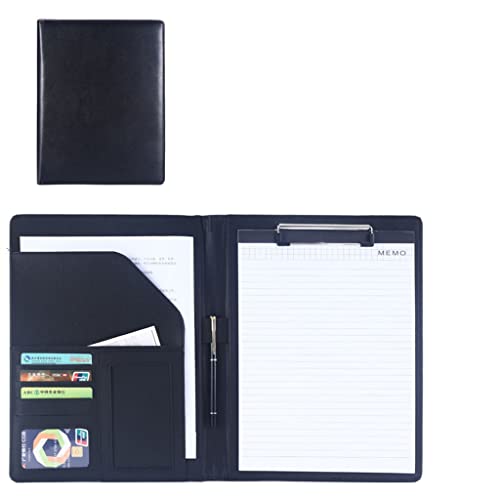 Persönlicher Terminplaner-Ordner, Leder A4 Klemmbrett Business Datei Ordner Interview Lebenslauf Mit Schreiben Pad Karte Halter for Meetings Und Interviews(Black,No calculator) von BTYQKZVPM